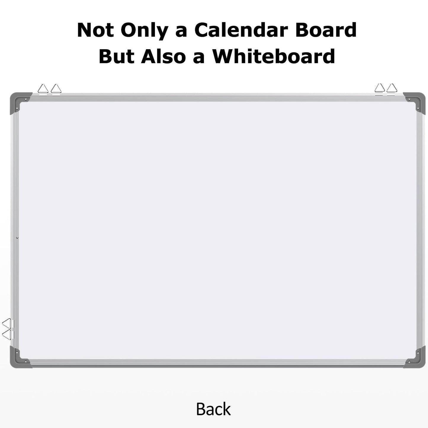 EAONE Magnetic Whitboard Calendar for Wall, Double Sided Dry Eraser Board Combo with Aluminum for Office, School, Home Kitchen (Silver, 36" x 24")