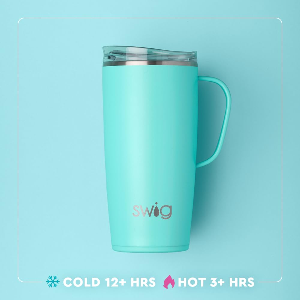 Swig Life 22oz Travel Mug, Insulated Teacher Tumbler with Handle and Lid, Travel Coffee Mug, Cup Holder Friendly, Stainless Steel 22 oz Tumbler, Teacher Gift (Book Club)