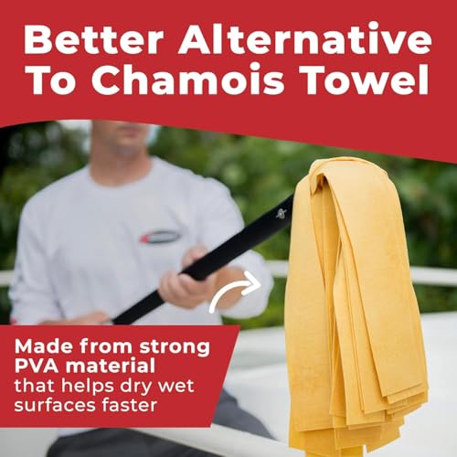 SHURHOLD Deluxe Water Sprite Chamois Heavy Duty Mop with Highly Absorbent 2 7/8" Wide PVA Strips, Attachable to All Shurhold Handles