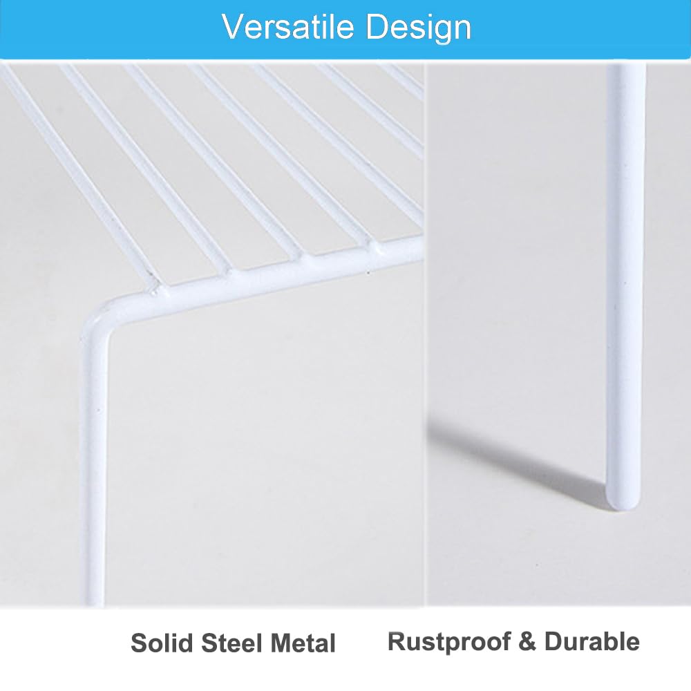 iPEGTOP Set of 6 Large (15.7 x 9.4 Inch) Kitchen Cabinet Organizer Shelf, Wire Freezer Storage Shelves Rack, Rustproof Steel Metal Shelf Riser for Dish Plates Pantry Cupboard Organization, White