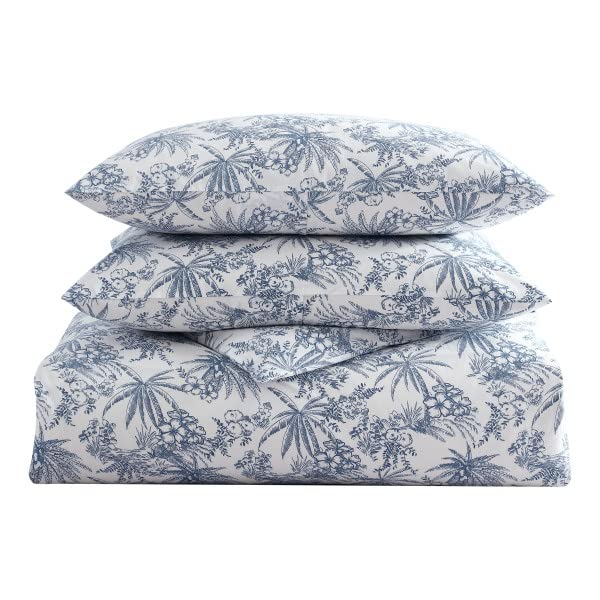 Tommy Bahama- Queen Duvet Cover Set, Reversible Cotton Bedding Set with Matching Shams, Coastal Bedding Set (Pen and Ink Blue, Queen)