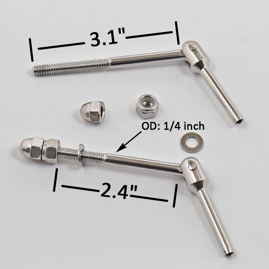 1/8 Inch T316 Stainless Steel Adjustable Cable Railing Kit/Hardware for 2Inch Metal Post, Marine Grade (60pack, 2Inch)