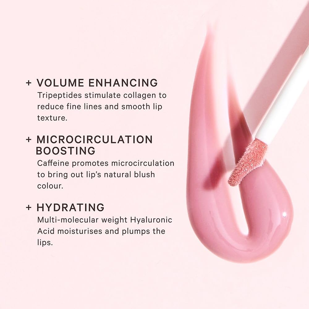 MZ SKIN Volumising Lip Perfector, Peptide-Powered Plumping Gloss with 2% Hyaluronic Acid Complex For Hydrated High Shine Soothed Nourished Soft Lips, Paraben Free and Vegan, 0.10 fl oz