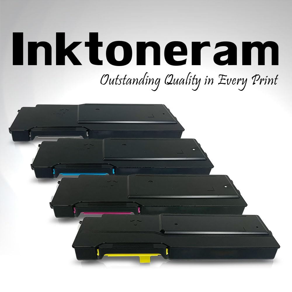 Inktoneram Compatible Toner Cartridges Replacement for Dell C3760n C3760dn C3765dnf W8D60 1M4KP XKGFP MD8G4 Extra High Yield ([Black,Cyan,Magenta,Yellow], 4-Pack)
