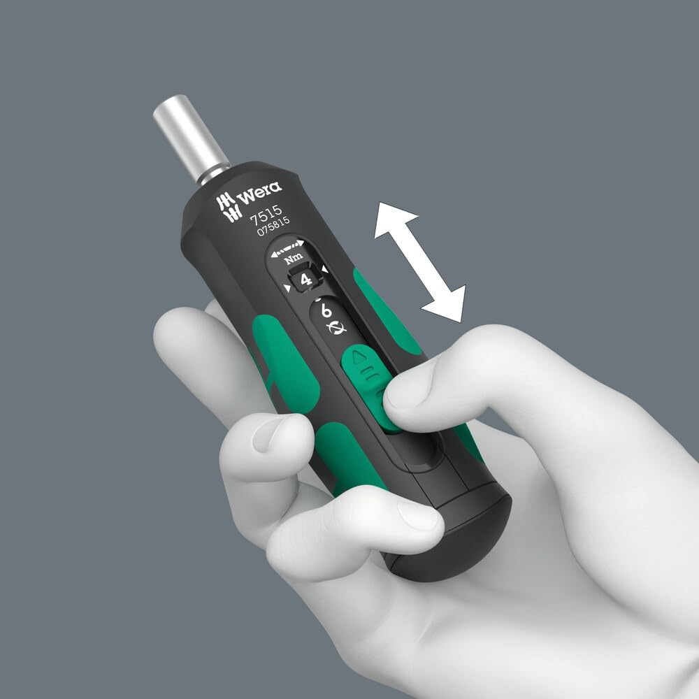 WERA - 05075815001-7515 Kraftform Safe-Torque Speed Torque Screwdriver, 2-6 Nm, 1/4" x 2.0 Nm x 3.0 Nm x 4.0 Nm x 5.0 Nm x 6.0 Nm x 147.5 mm