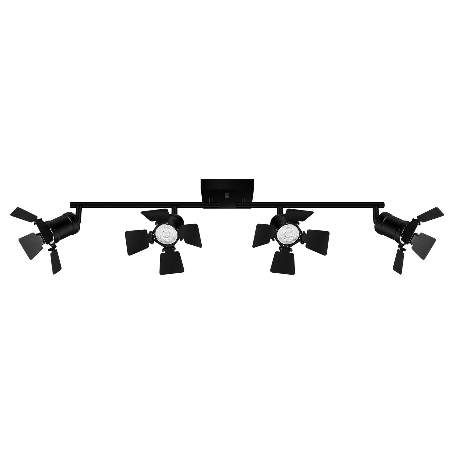Bricosmocon 4 Light Track Lighting Fixtures Ceiling, Black Track Lighting with Rotatable Heads, Vintage Industrial Ceiling Spotlight Light for Kitchen/Living Room/Bedroom,GU10 Bulb Not Included
