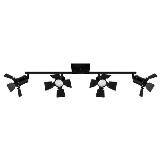Bricosmocon 4 Light Track Lighting Fixtures Ceiling, Black Track Lighting with Rotatable Heads, Vintage Industrial Ceiling Spotlight Light for Kitchen/Living Room/Bedroom,GU10 Bulb Not Included