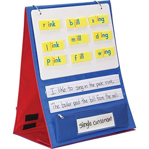 Really Good Stuff Desktop Stand with Flip Magnetic Boards and Storage Pockets - 1 Stand, 3 Boards