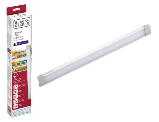 Black+Decker PureOptics Professional Push Wire Under Cabinet Light Bar, Add-on, Plug-in or Hardwire Compatible, Adjustable White and RGB LED, for Kitchen, Pantry, Cabinets, (1) 12" Bar