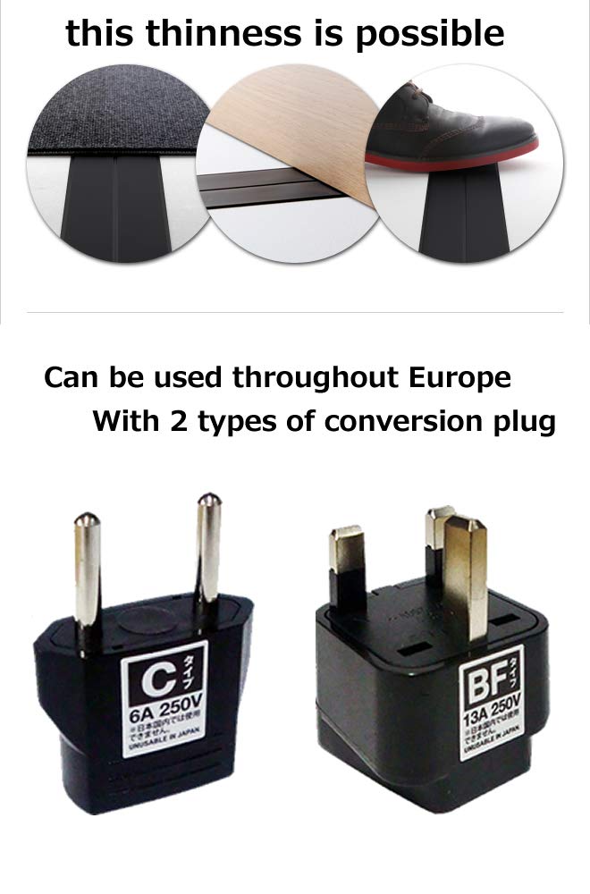 Koumeican the thinnest extension (power) cord in the world 0.003-Inch Flat Code 11.8-Inch Black