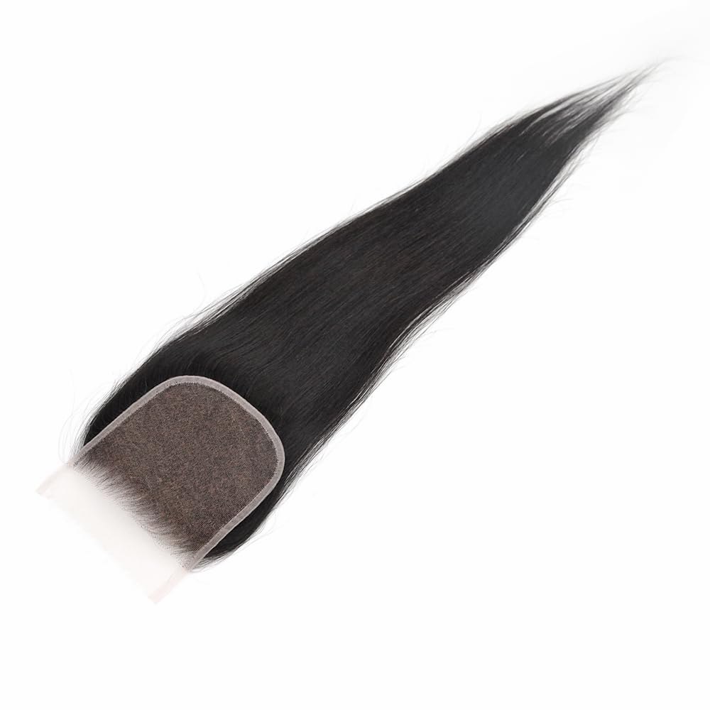 MEODI 5x5 Skinlike HD Lace Closure Only, Pre-plucked Bleached Small Knot Ultra-thin Invisible Swiss HD Lace Straight Human Hair 16 Inch