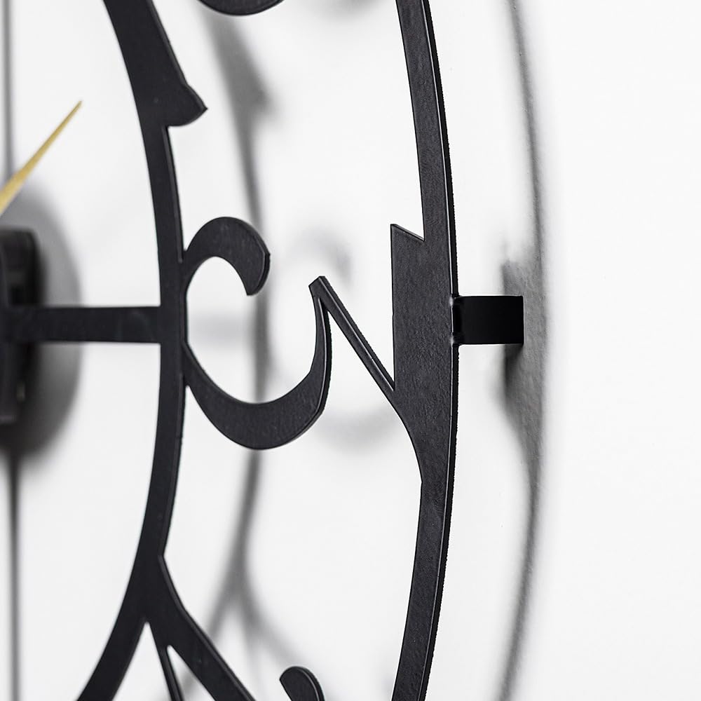 muyika Large Metal Wall Clock | 20 inch Size Silent Battery Operated Large Size Analog Black Wall Clocks | Modern Wall Decor for Living Room Bedroom Kitchen Home Office