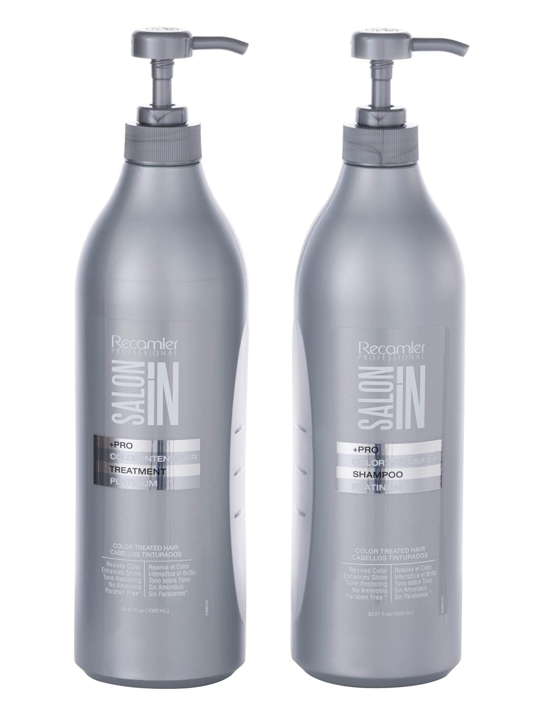 Recamier Professional Salon In +Pro Color Intensifier Hair Platinum Kit Shampoo and Treatment - Kit Tratamiento y Shampoo Intensificador de Color Platino para cabello