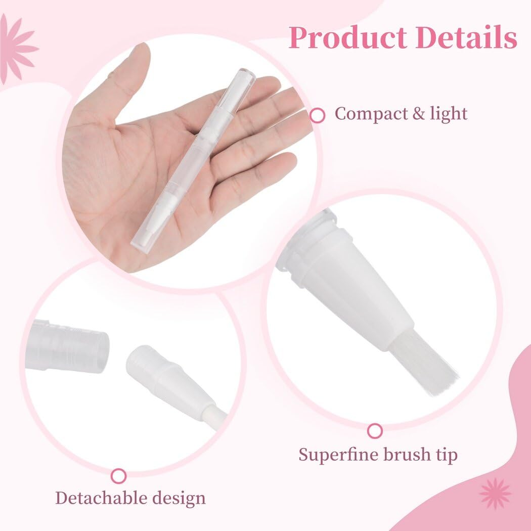 Toyosport 100PCS Empty Cuticle Oil Pen Refillable Transparent Twist Pens 3ml, Empty Nail Oil Pen with Brush Tip, Eyelash Growth Liquid Tube, Cosmetic Lip Gloss Container Applicators
