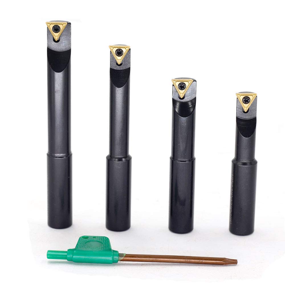 OSCARBIDE 1/2"Round Shank Boring Bar Set,90 Degree with Indexable Carbide Inserts TCMT21.51(TCMT110204),4 Pieces/Set