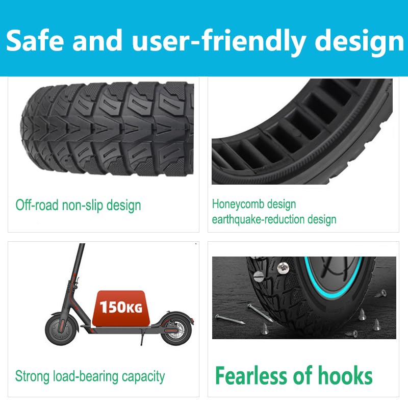 10x3 InchElectric Scooter Solid Tire, 80/65-6 commuter Tubeless Tyre, 255x80 Replacement wheel For Zero 10X& Vsett 10+& Kaabo Mantis& & Nanrobot D4/D6+2.0&Joyor s10-s& Apollo Ghost& Yume Y10（1PCS)