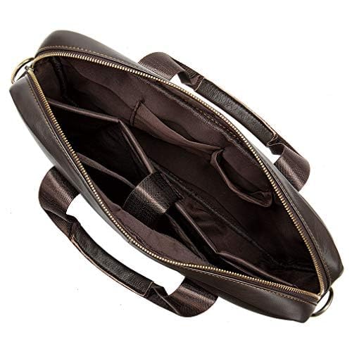 Leather Business Briefcase Messenger Bag Handbag for Men Travel Work Office 14 Inch Computer Crossbody Shoulder Pack Pouch