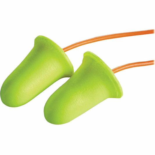 3M Ear Plugs, 200 Pairs/Box, E-A-Rsoft FX 312-1260, Corded, Disposable Foam Earplugs, Noise Reduction Rating NRR 33, Drilling, Grinding, Machining, Sawing, Sanding, Welding, 1 Pair per Poly Bag