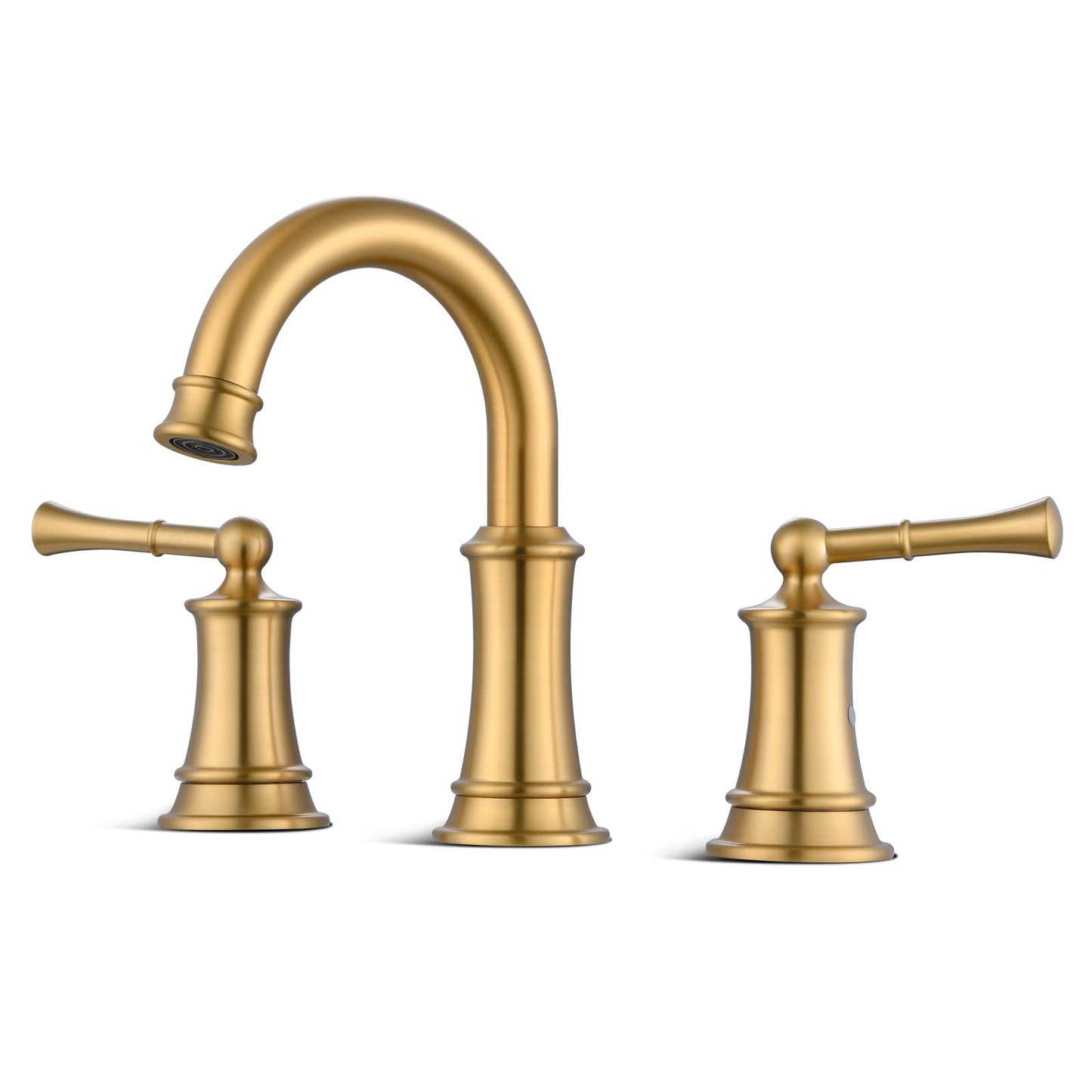 Hangoro Gold Bathroom Faucet, 8 Inch Brushed Gold Bathroom Faucet with Pop-up Drain Assembly, Widespread Sink Faucet with cUPC Supply Lines for Vanity, Lavatory RV Farmhouse Sink(L2304-BG)