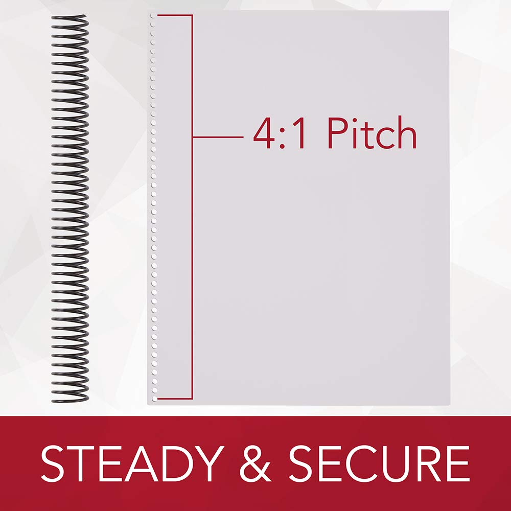 GBC Binding Spines/Spirals/Coils, 18mm, 140 Sheet Capacity, 4:1 Pitch, Color Coil, Black, 100 Pack (9665080)