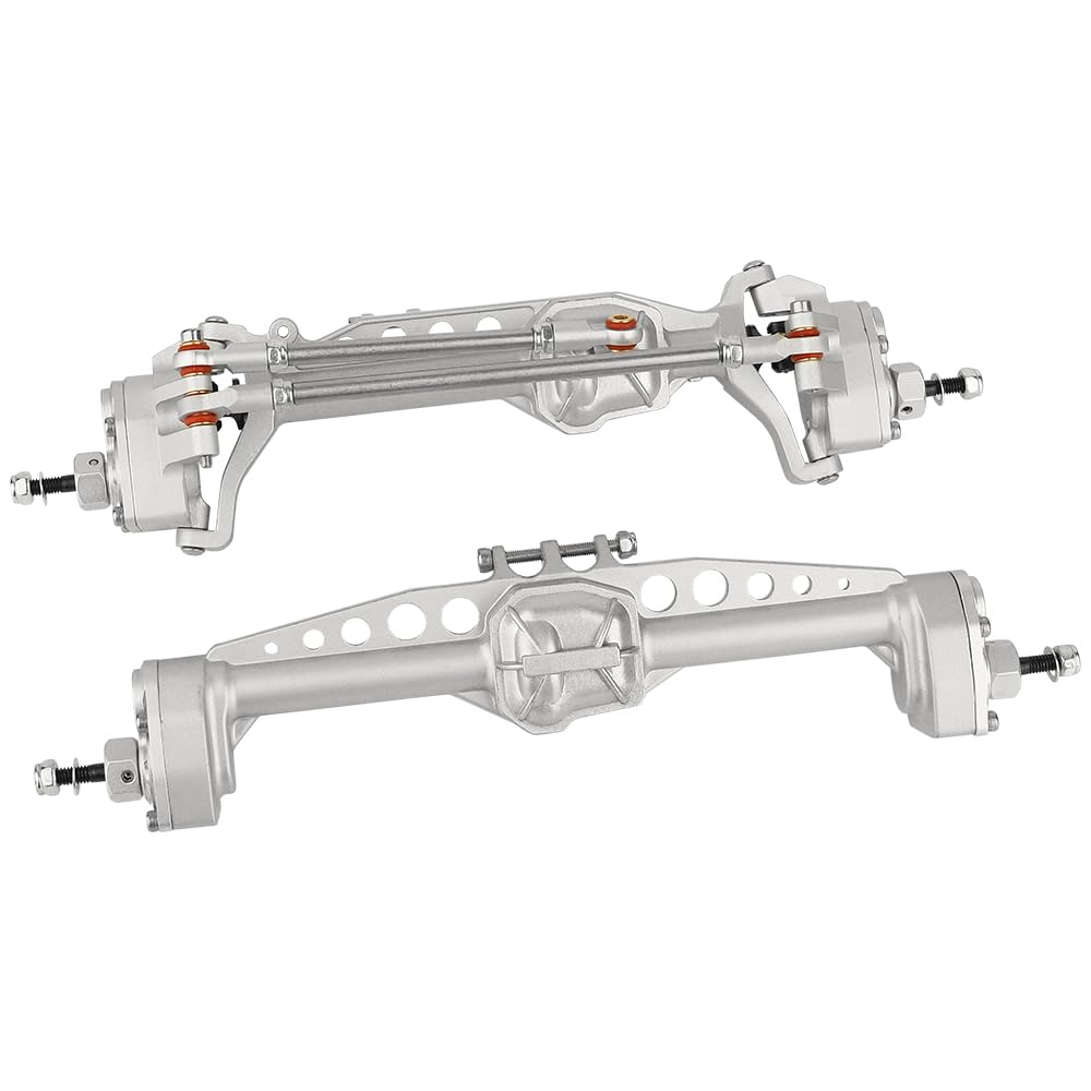 Pothyes CNC Metal Front and Rear Portal Axles for 1/10 RC Crawler Car Axial SCX10 III AXI03006 AXI03007 Wrangler JL AR45 Axle Upgrade Part (Silver)