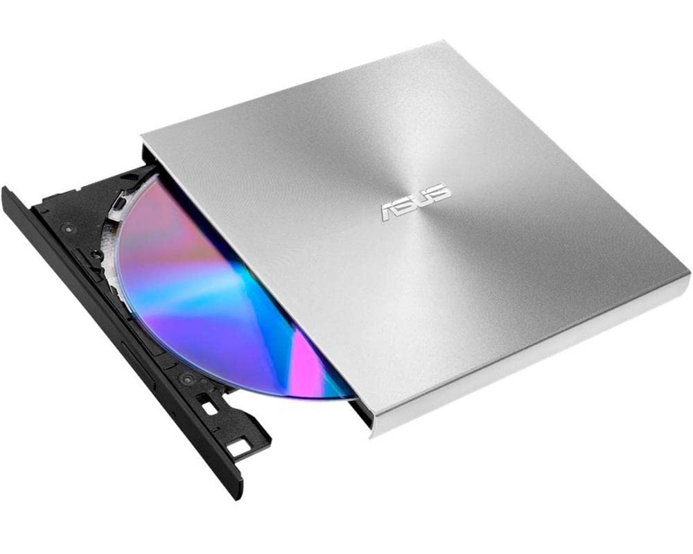 ASUS ZenDrive Silver 13mm External 8X DVD/ Burner Drive +/-RW with M-Disc Support, Compatible with both Mac & Windows and Nero BackItUp for Android devices (USB 2.0 & Type-C cables included)