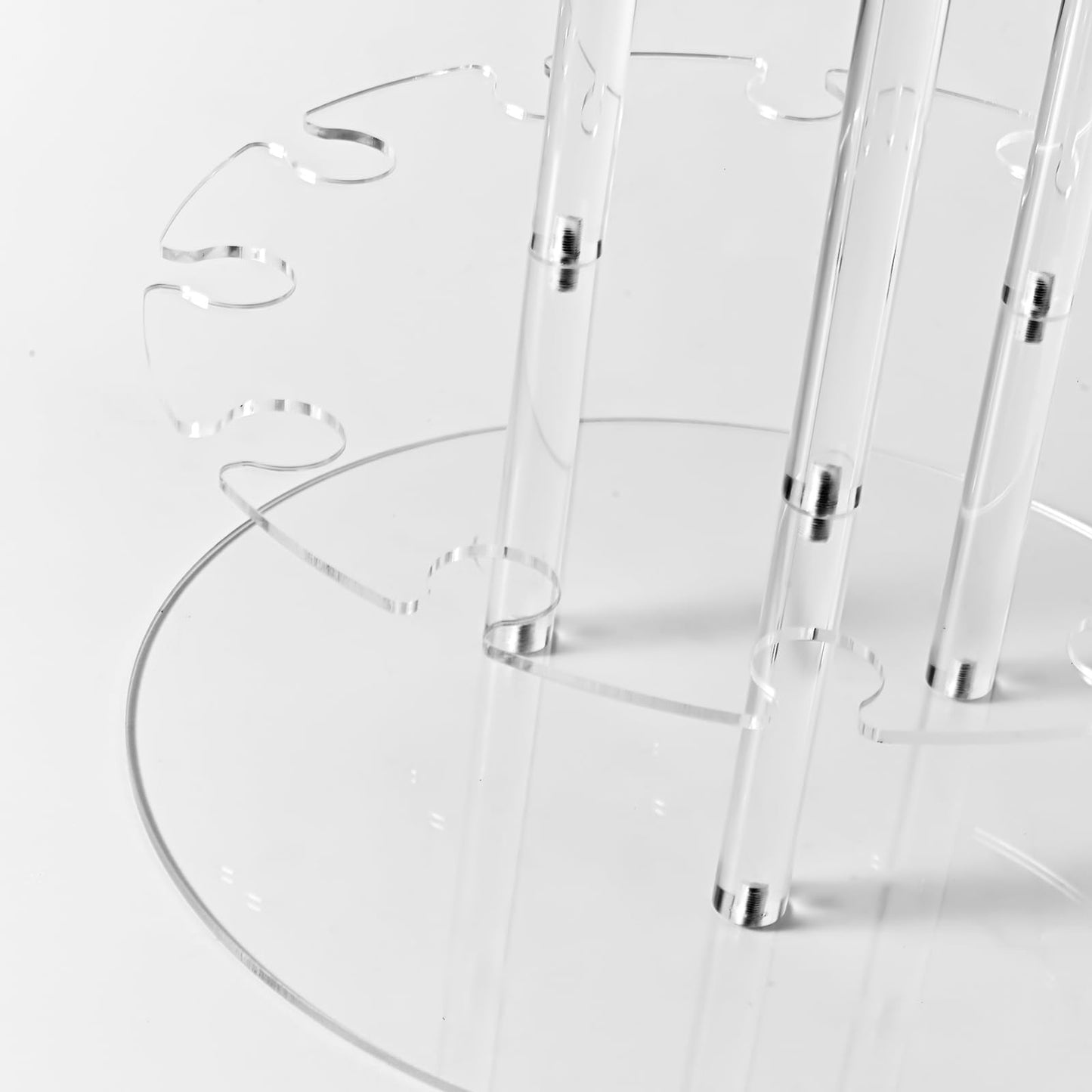 Laumffon Champagne Tower, Circle Acrylic Champagne Display Rack Stand with 28 Slots, 3 Tier Floating Sight Champagne Flute Holder for Party, Wedding, Celebration, 13.4x13.4x25.5 inch