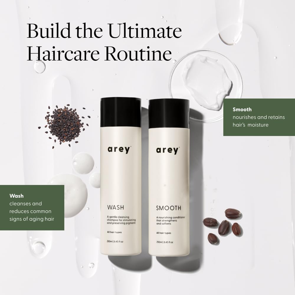 Arey Smooth Conditioner | Reduce the Signs of Aging Hair | Retains Moisture, Promotes Smoothness | For Use with Wash Shampoo | Vegan, Gluten-Free, Residue-Free & Cruelty-Free (8.45 Fl Oz, 30 Uses)