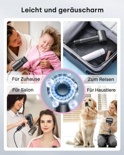Hair Dryer, 500 Millions Negative Ionic Care Blow Dryer for Fast Drying, Professional 120000RPM High-Speed Hairdryer Low Noise Thermo-Control Travel with Magnetic Diffuser & Nozzle