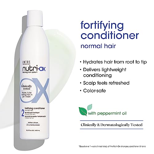 NUTRI-OX Fortifying Conditioner Normal for Thinning Hair | Thicker, Fuller-Looking Hair | Clinically & Dermatologically Tested | Peppermint | Color-Safe | 33.8 Fl Oz