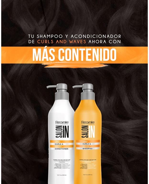 RECAMIER Professional Salon In Hydrating Curl Defining Shampoo and Conditioner Moisturizing Hair Treatment with Keratin for Curly Hair (2 Pack)