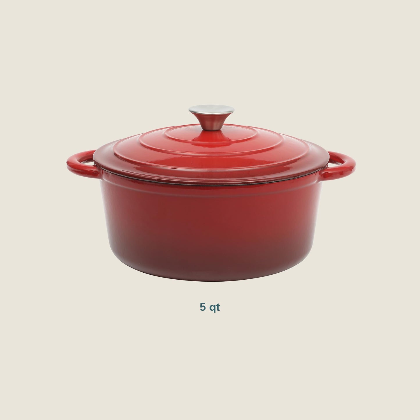 Gibson Home Addlestone 5-Quart Red Enamel Cast Iron Dutch Oven with Lid and Dual Handles – Durable Round Cooking Pot