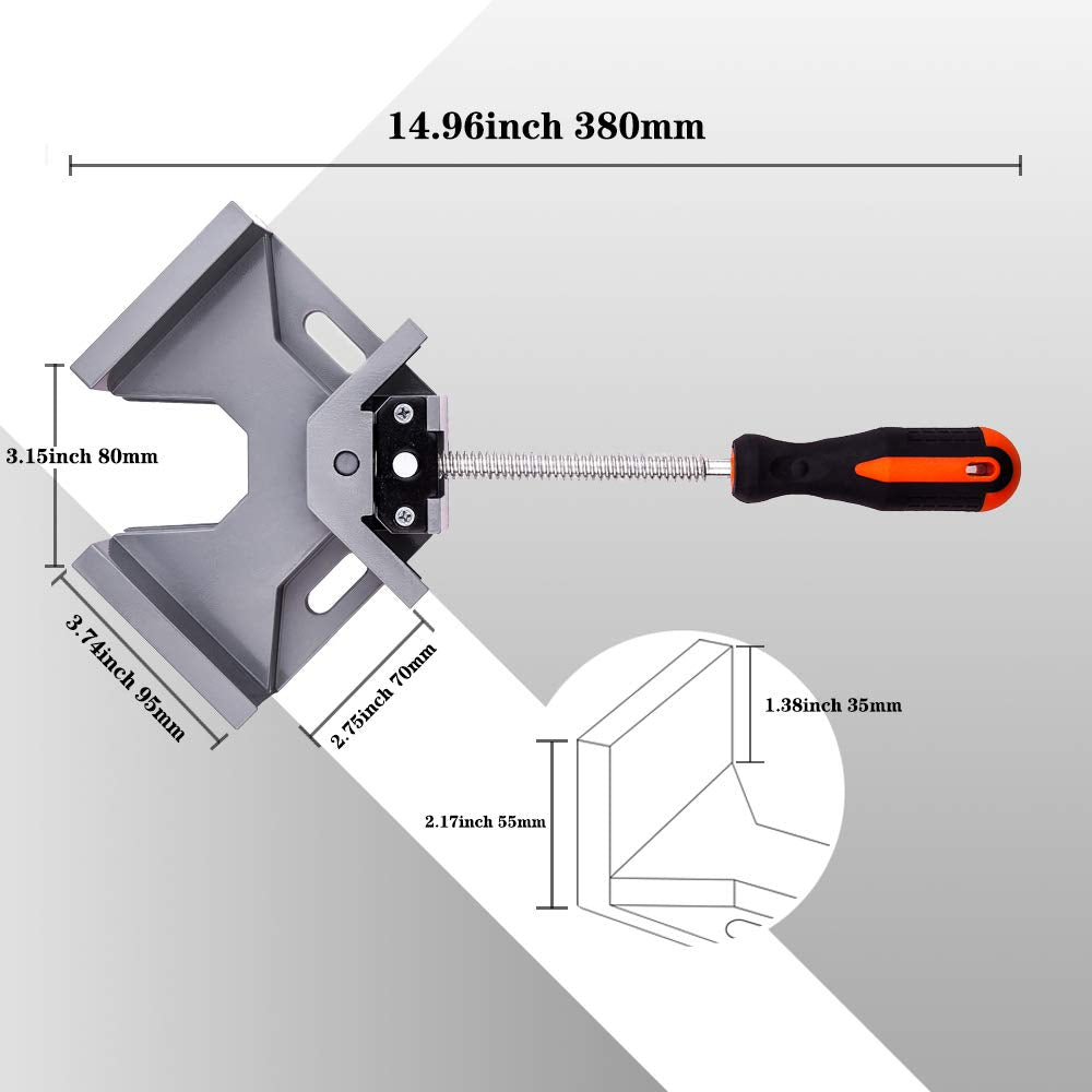 WYQYQ 4pcs Corner Clamp - Right Angle 90 Degree Wood Clamps For Woodworking, With Adjustable Swing Jaw Aluminum Alloy Frame, For Welding, DIY Woodworking