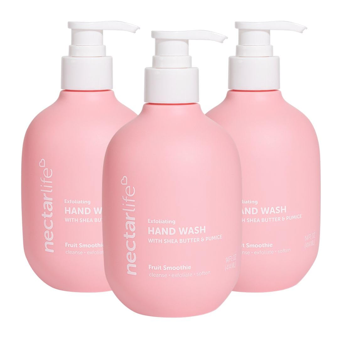 Nectar Life Exfoliating Hand Wash with Shea Butter & Pumice, Fruit Smoothie, 3 Pack