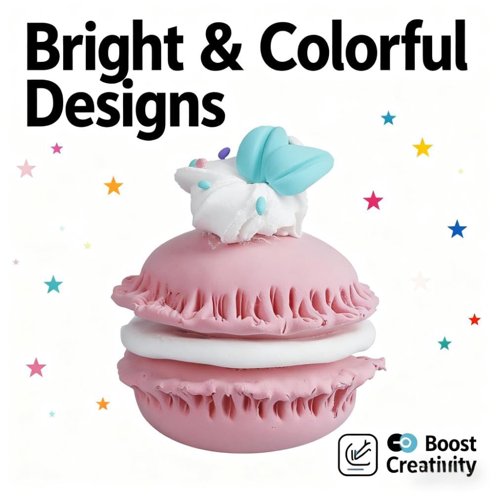 Air Dry Clay Dessert Kit for Kids - 12 Mini Dessert DIY Crafts with Tools, Birthday Cake & Ice Cream Pretend Food, Non-Toxic Arts & Crafts Gifts For girls and boys ages 5 and up
