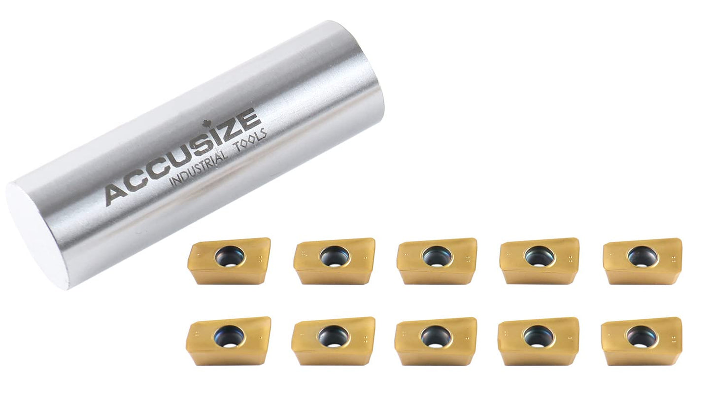 Accusize Industrial Tools APKT11T3 TiN Coated Carbide Inserts for Machining Steel, 10 Pc Set, 0056-1130