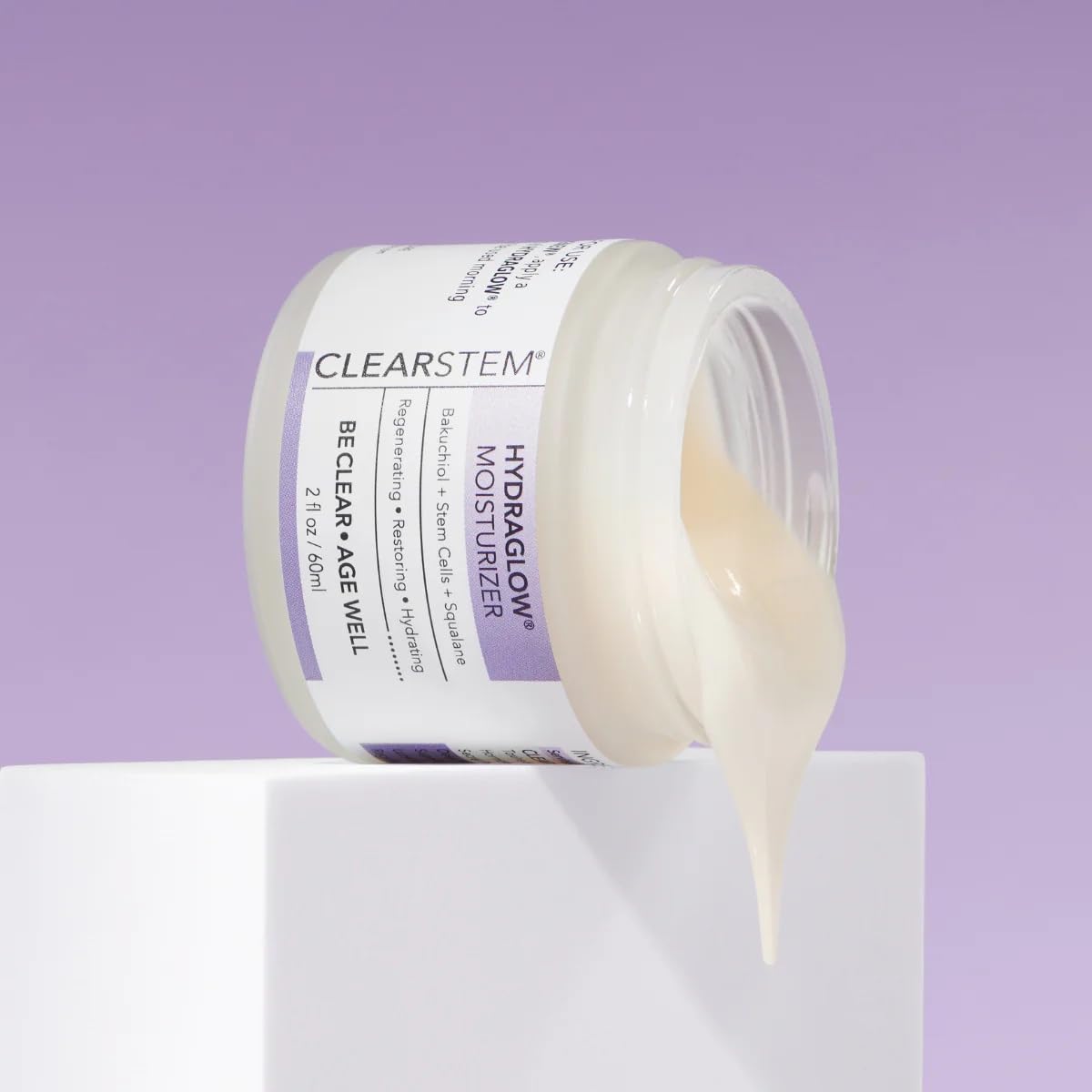 CLEARSTEM - HYDRAGLOW Stem Cell Moisturizer - Bakuchiol + Squalene - Youthful Skin Face Moisturizer - All Skin Types - Facial Skin Care Products - Vegan, Gluten Free, Cruelty Free - 2 fl oz / 60ml