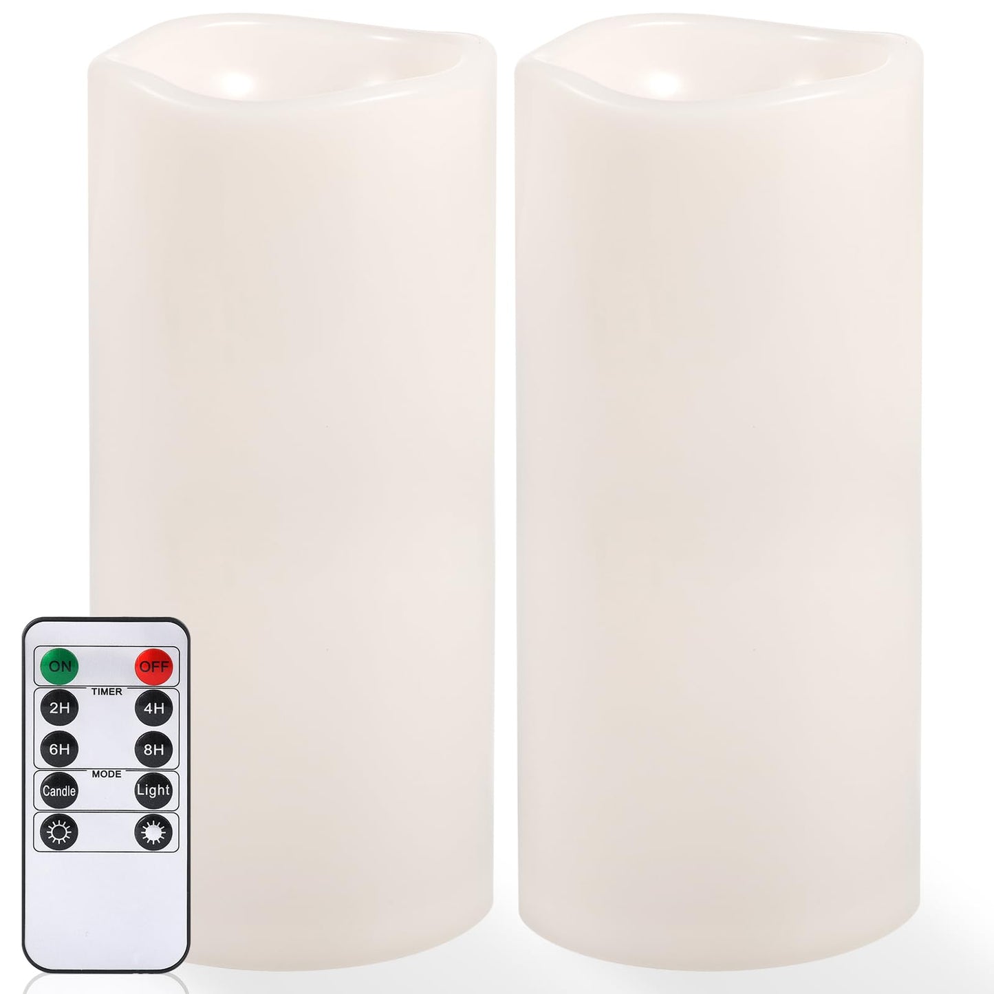 NURADA Large Outdoor Flameless Candles 12" x 5" - Waterproof LED Pillar Flickering Candle Battery Operated with Timer Remote Control for Patio Porch Lanterns Decor - Long Lasting Set of 2