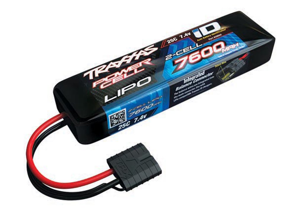 Traxxas 2S, 7.4V, 7600mAh, 25C "Power Cell" Li-Poly Battery Pack with iD Traxxas Connector #2869x.