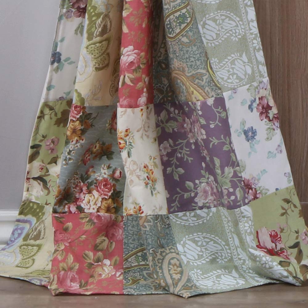 Greenland Home Blooming Prairie Authentic Patchwork Curtain Panel Set, 84 x 84 inches, Includes Two (2) 42 W x 84 L Panels