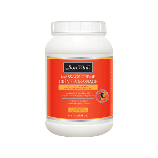 Bon Vital' Muscle Therapy Massage Creme, 1-Gallon, Massage Cream with Essential Oils for Deep Tissue, Sports, Swedish & Trigger Point Massage, Smooth Texture