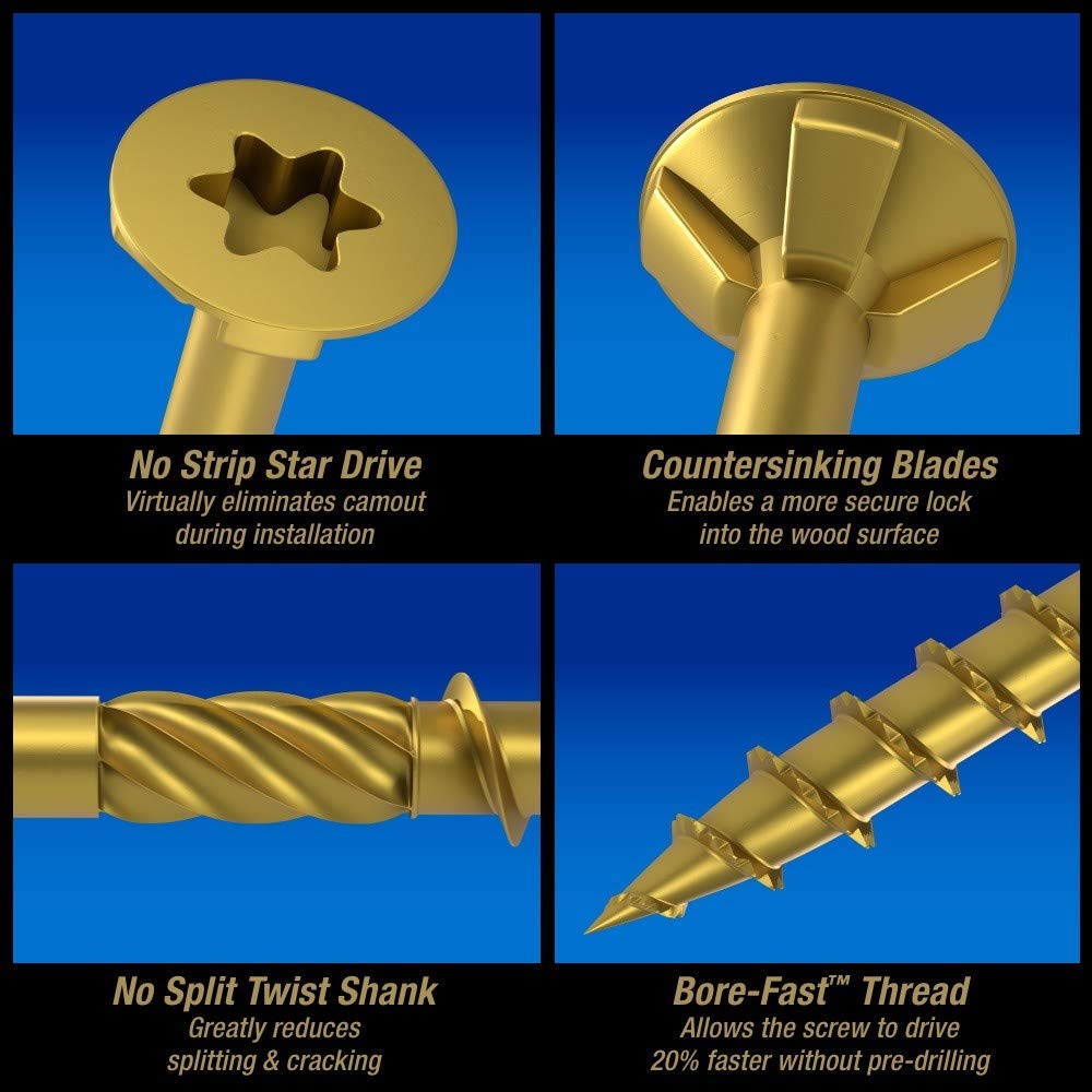 Power Pro 48616 Wood Screws, #10 x 4-1/2", Premium Outdoor Deck Screws, Rust Resistant, Epoxy Coated Bronze, 5lb Tub, 237 pcs