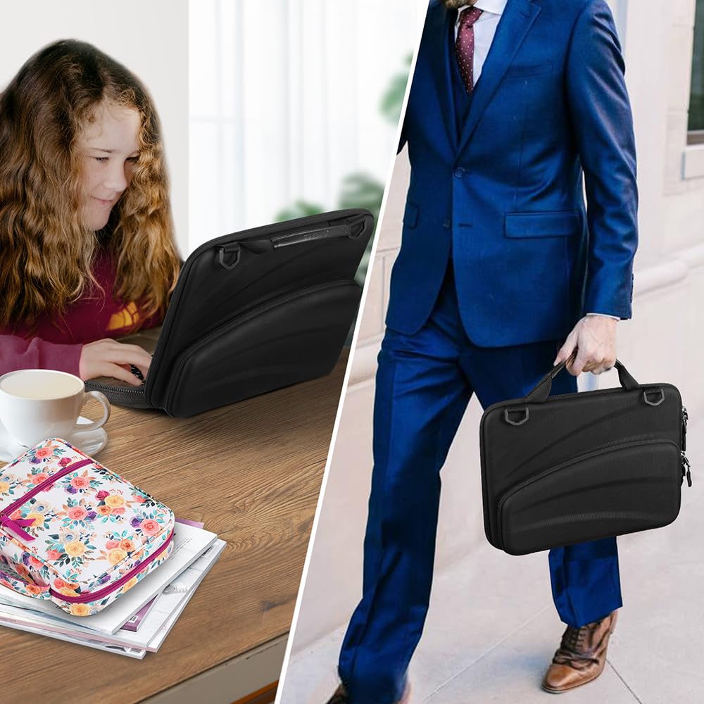 FINTIE 11-11.6 Inch Chromebook Sleeve Case - Protective Briefcase Shoulder Bag with Accessory Pouch for Up to 11.6" Laptop Notebook Ultrabook 13'' MacBook Neo, Black