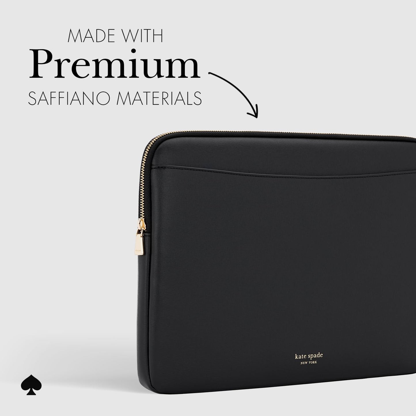 kate spade new york Saffiano Laptop Sleeve 14 Inch - Black - Compatible with All MacBook M Series Devices up to 14 Inch