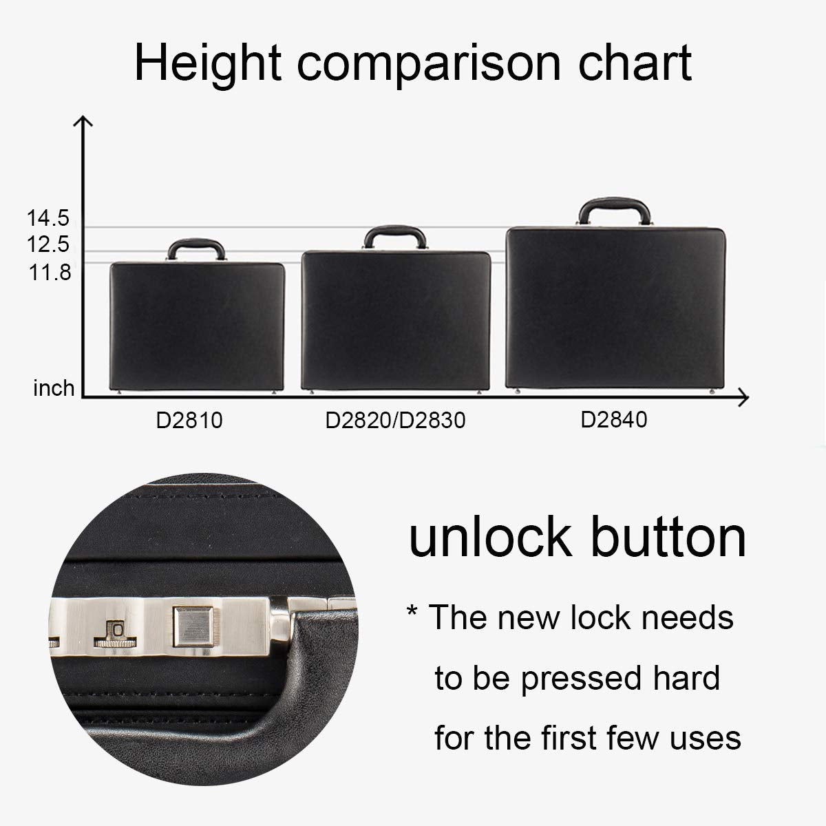 YUEMAI Hard Attache Briefcases for Men & Women/Bonded Leather Slim Hard-Sided Laptop Cases with Combination Locks - Black