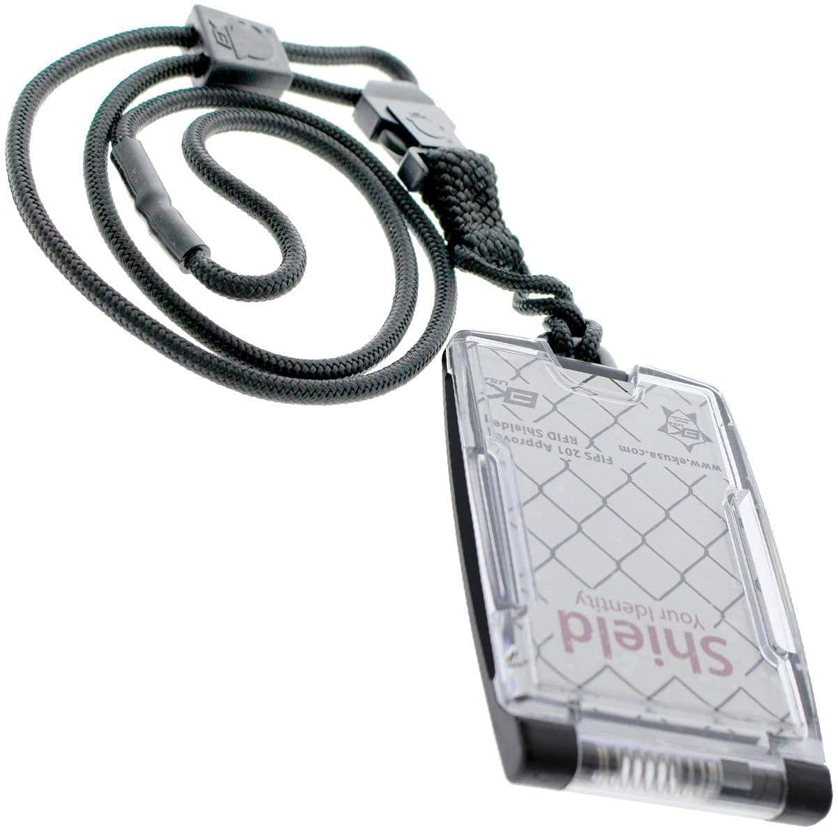Black EK One Hander Shielded ID Badge Holder with Detachable Lanyard (10983) by EK USA