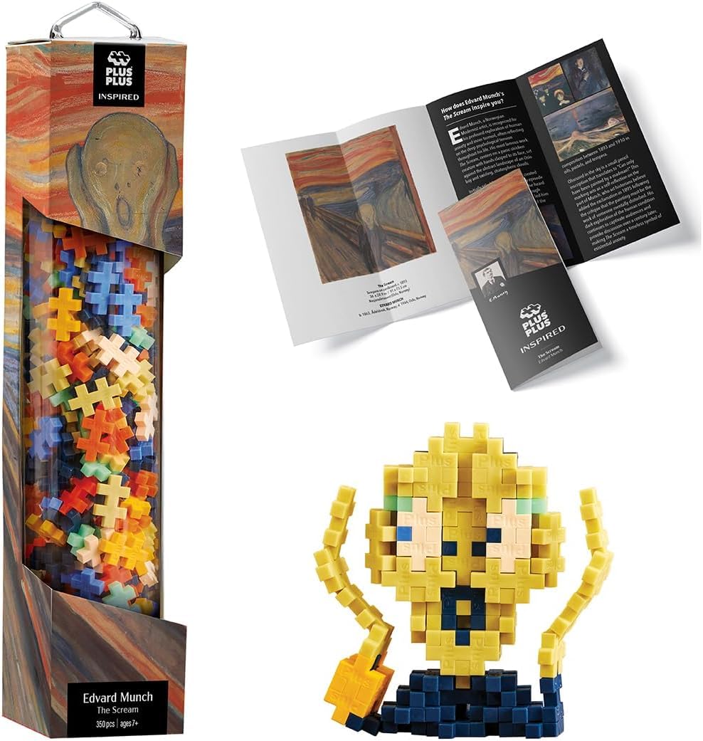 Plus-Plus 4333 Ingenious Construction Toy, The Scream of Edvard Munch, Inspired Edition, Creative Building Blocks Tube, 350 Pieces