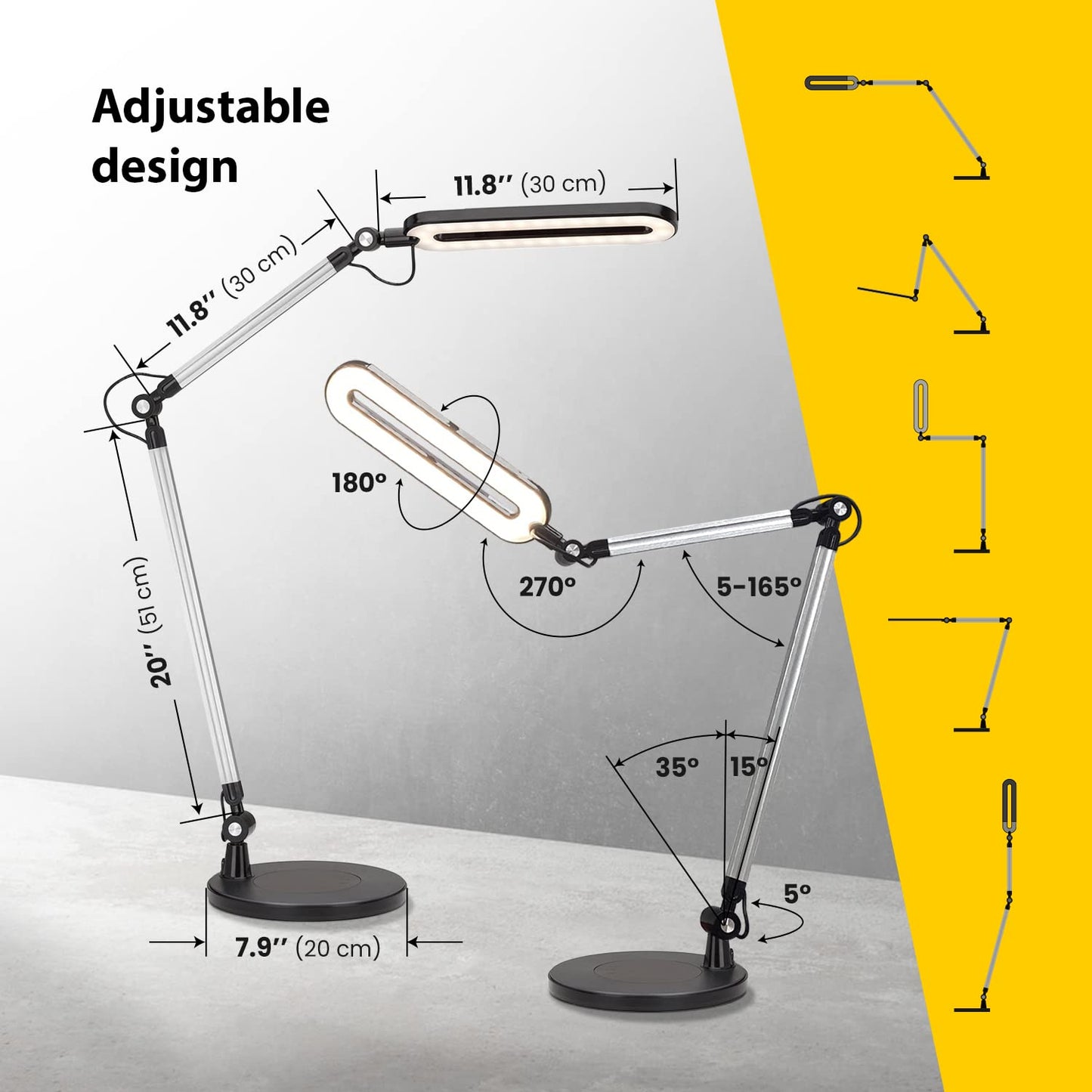 OTUS Led Desk Lamp with Wireless Charger | Architect Desk Lamps for Home Office | Desk Light Swing Arm, Adjustable Color Temp & Brightness | Tall Table Lamp for Work, Reading, Study, Zoom Video Calls
