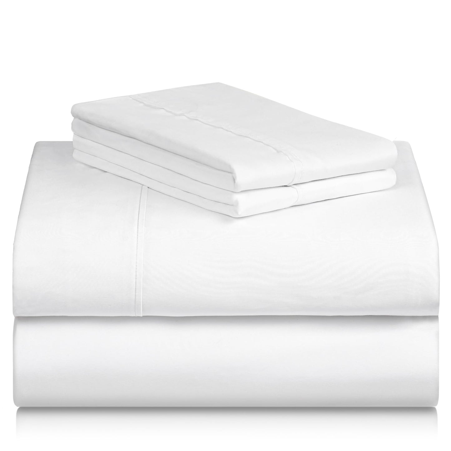 LuxClub 4 PC Queen Sheet Set, Bed Sheets Queen Size, Deep Pockets 18" Wrinkle Free Cooling Bed Sheets Machine Washable Hotel Bedding Silky Soft - White Queen