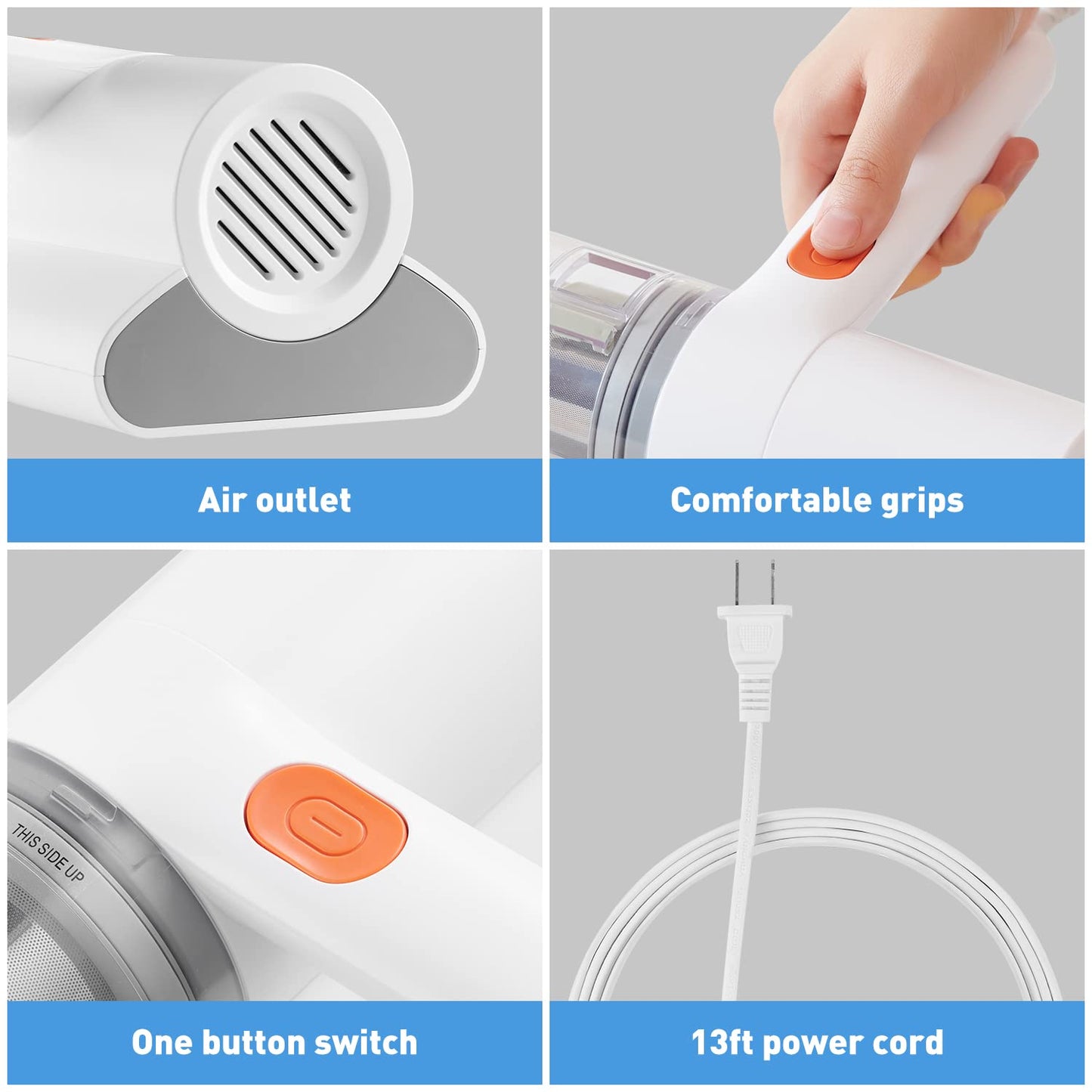 Bed Vacuum Cleaner, Mattress Vacuum Cleaner Powerful Suction, Handheld Couch Cleaner Machine Deep Cleaner for Bed Cleaning, Sheet, Fabric Sofa Vacuuming (White)